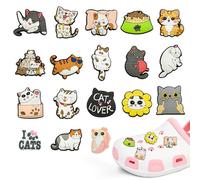 18 Pièces Charmes Chaussures en PVC Cartoon, Motif Chat Shoe Charms Breloques pour Crocs Chaussures, Cartoon Chat Chaussures Charms pour Jibbitz pour Crocs, Charme Chaussure pour Les Fêtes, Réunion