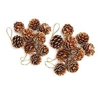 18 pièces cônes de pin Ornements naturels avec des Cordes Parti Suspendus Artisanat Couleurs/Argent pour la décoration de Sapin de Noël, 2 Taille Style-1