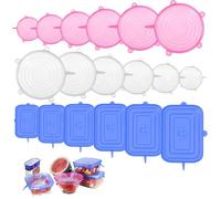 18 Pièces Couvercles Extensibles en Silicone, Couvercles Extensibles en Silicone de Différentes Tailles, Ronds, Couvercles Extensibles en Silicone, Réutilisables, pour Bols de Fruits en Conserve