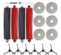 18 Pièces de Rechange pour Roborock Qrevo Master/Qrevo Slim Aspirateur, Kit d'accessoires avec 2 Brosses Principales Doubles, 6 Serpillères, 6 Brosses Latérales, Tournevis, Brosse Nettoyage