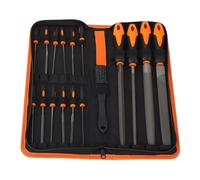 18 pièces ensemble de limes outil T12 acier métal professionnel plat triangulaire demi-rond grande aiguille lime à main avec poignée antidérapante, pour le métal, le bois, la