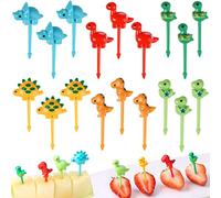 18 Pièces Fourchettes à Fruits Animaux 3D Dinosaures Mini Fourchette à Fruits Enfants Alimentaires Plastique Fourchettes de Dessert Réutilisables Décoration Cocktails Fête à la Maison