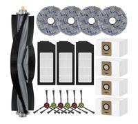 18 Pièces Kit d'accessoires de rechange pour Ecovacs Deebot X1 OMNI/X1 e OMNI/X1Turbo aspirateur robot 1 brosse principale 6 brosses latérales 3 filtres HEPA 4 chiffons serpillères 4 sacs à poussière