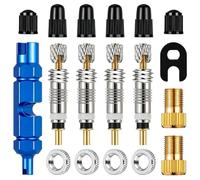 18 Pièces Kit Réparation Pneu avec Valve Tubeless, Démonte Obus Valve, Adaptateur Valve Velo et Presta, Bouchon Valve Velo, Outil Entretien Complet pour VTT, Voiture et Moto