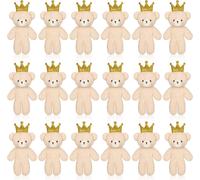 18 Pièces Mini Ours 4,7 Pouces Porte-Clés Petit Animal En Peluche Articulé-Doux Pour Bricolage,Décor De Fête,Noël,Anniversaire (Style Couronne)