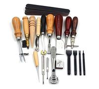 18 Pièces Outils de Travail du Cuir, Kit D'outils de Poinçonnage D'artisanat du Cuir, Kit de Travail du Cuir, Poinçon de Couture du Cuir, Outil de Bricolage D'artisanat du Cuir,