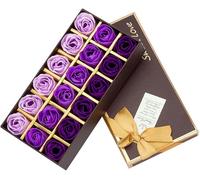 18 Pièces Salle De Bain Parfumée Fleur Bain Corps Savon Pétales De Rose En Boîte-Cadeau(Pourpre)