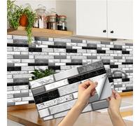 18 Pièces Stickers Cuisine, BYLife Adhésive Décorative à Carreaux 15x30cm Imperméable en PVC Vintage Autocollants en Tuile Stickers pour Salle de Bains Decoration