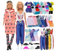 18 pièces Vêtements & Accessoires de Poupée, Compatibles avec Barbie 11,5 Pouces/30 cm, Sportif 1 Sweat Capuche 5 Vêtements 1 Casquette/Sneaker 4 Robes 1 Gilet 3 Pantalons 2 Banane/Style aléatoire