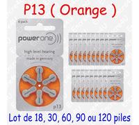 6 Piles Auditives p13 Power One Zinc-Air
