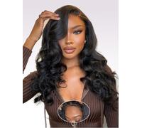 18 Pouces Layered Cut Curtain Bangs Face-Framing 200% Density 6X6 C Part Loose Body Perruque Cheveux Humain With Drawstring Femme Naturelle Glueless Wig Human Hair Pre Plucked Pre Cut For Women