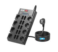 18 Prises Multiprise avec Interrupteur (3680W/16A) + 2100J Multiprises Parafoudre et Surtension + Câble 2M, BEVA Bloc Prise Multiple 4 USB-A +2 USB-C(15W), Prise Electrique avec Terre,Noir