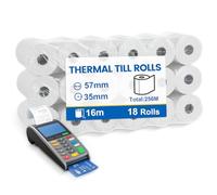 (18 rouleaux) Rouleaux de caisse 57mm Thermo - Papier thermique 57mm x 12mm x 16m, compatible avec la plupart des caisses enregistreuses - Rouleau carte bancaire, rouleaux de remplacement.