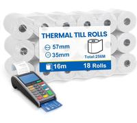 (18 Rouleaux) Rouleaux De Caisse 57mm Thermo-Papier Thermique 57mmx12mmx16m,Compatible Avec La Plupart Des Caisses Enregistreuses-Rouleau Carte Bancaire,Rouleaux De Remplacement.
