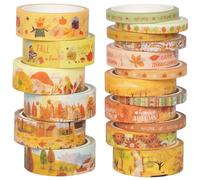 18 Rouleaux Washi Tape Set,Automne Masking Tape Ruban Décoratif Pour Arts Et Travaux Manuels De Bricolage,Scrapbooking,Bullet,Journal,Planning,Cadeaux,Décoration