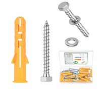 18 SetVis et Chevilles Set, M10 x 50mm Cheville Parpaing Creux avec M8 x 60mm Vis Hexagonaux, Boulons de Fixation Murale et Vis à Autotaraudeuses pour Creuses Cloison Sèche Béton Plaques de Plâtre