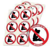 18 Stickers Ø 5 cm CHAUSSURES DE SKI INTERDITES P108 - Autocollants ronds de signalisation en vinyle adhésif
