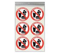 18 stickers Ø 5 cm NOURRITURE EXTÉRIEURE INTERDITE P100 autocollant