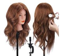 18" Tête à coiffer 100% Cheveux Naturel Vrai Cheveux Humains Mannequin Tête Formation Coiffure avec Support + Ensemble de Tresse 45cm par TopDirect