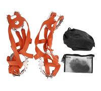 18 Tooth Ice Climbing Shoe Gripper, Anti Skid Crampons with Stainless Steel Spikes and Elastic Harness, Waterproof Portable Bag Included for Mountaineering Snow Hiking Winter Outdo (M.)