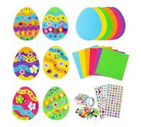 18 œufs de Pâques Craft Kit pour Enfants, kit de Bricolage pour Enfants, Autocollants en EVA et Autocollants en Diamant, kit de Bricolage pour décoration de fête de Pâques, Favor