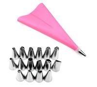 18 Unid/Set De Silicona Diy Glaseado De Crema Bolsa De Pastelería Reutilizable Tubería De Acero Inoxidable Boquilla Convertidor De Consejos Para Hornear Postre Decorador
