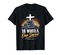 18 Wheels, One Savior - Christian Trucker Truck Driver T-Shirt Graphique avec Valeur