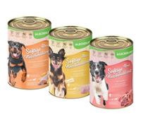 18 x 400 g Lecker.Pet® Gino's, Josie's & Luna's Repas de viande juteuse Nourriture pour chiens Mix humide Nourriture complète - 6 boîtes de chaque sorte
