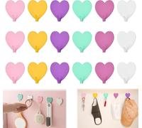 18 X Adhesive Hooks,Wall Adhesive Hooks,Children's Coat Hanger,Multi-Coloured Heart-Shaped Hook Adhesive Hook Adhesive Towel Without Drilling For Bathrooms