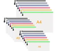 18 X Pvc Zip Pouches,Plastic Waterproof Zip Pouches,Pvc Mesh Zipper Pouch,Multi-Coloured Pvc Zip Document Folders For Document Storage (A4 A5 A6)