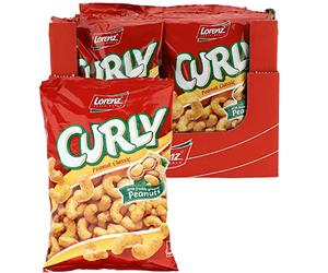18 x Sachet SNACK de maïs LORENZ CURLY PEANUT CLASSIC AVEC ARACHIDES 60 g SNACK MAIS