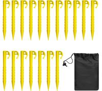 18 x Yellow Heavy Duty Plastic Spiral Stakes for Fixing Tents,Garden Nets and Rain Towels