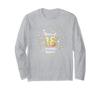 18 Years of Shining Bright Cadeau d'anniversaire Manche Longue, Unisexe pour Adultes, Gris Chiné, L
