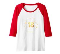 18 Years of Shining Bright Cadeau d'anniversaire Manche Raglan, Femme, Rouge/Blanc, S