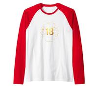18 Years of Shining Bright Cadeau d'anniversaire Manche Raglan, Homme, Rouge/Blanc, L