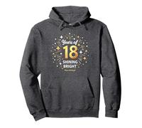 18 Years of Shining Bright Cadeau d'anniversaire Sweat à Capuche, Unisexe pour Adultes, Chiné Foncé, XL