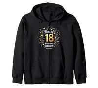 18 Years of Shining Bright Cadeau d'anniversaire Sweat à Capuche, Unisexe pour Adultes, Noir, M
