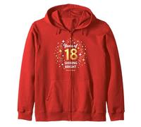 18 Years of Shining Bright Cadeau d'anniversaire Sweat à Capuche, Unisexe pour Adultes, Rouge, L