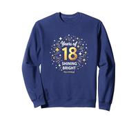 18 Years of Shining Bright Cadeau d'anniversaire Sweatshirt, Unisexe pour Adultes, Bleu Marine, XL