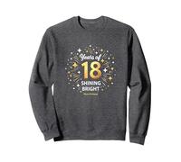 18 Years of Shining Bright Cadeau d'anniversaire Sweatshirt, Unisexe pour Adultes, Chiné Foncé, M