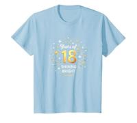 18 Years of Shining Bright Cadeau d'anniversaire T-Shirt, Enfant, Bleu Céleste, 10 Ans