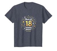18 Years of Shining Bright Cadeau d'anniversaire T-Shirt, Enfant, Bleu Chiné, 2 Ans