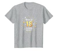 18 Years of Shining Bright Cadeau d'anniversaire T-Shirt, Enfant, Gris Chiné, 3 Ans