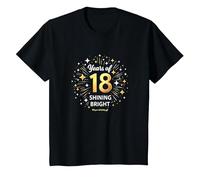 18 Years of Shining Bright Cadeau d'anniversaire T-Shirt, Enfant, Noir, 4 Ans