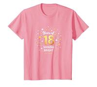 18 Years of Shining Bright Cadeau d'anniversaire T-Shirt, Enfant, Rose, 2 Ans