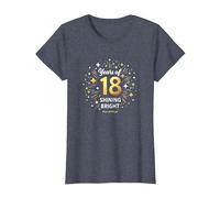 18 Years of Shining Bright Cadeau d'anniversaire T-Shirt, Femme, Bleu Chiné, M