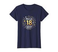 18 Years of Shining Bright Cadeau d'anniversaire T-Shirt, Femme, Bleu Marine, XL