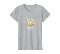 18 Years of Shining Bright Cadeau d'anniversaire T-Shirt, Femme, Gris Chiné, XS
