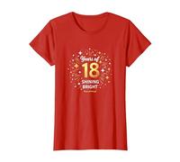 18 Years of Shining Bright Cadeau d'anniversaire T-Shirt, Femme, Rouge, L
