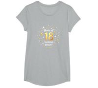 18 Years of Shining Bright Cadeau d'anniversaire T-Shirt, Fille, Gris Chiné, M